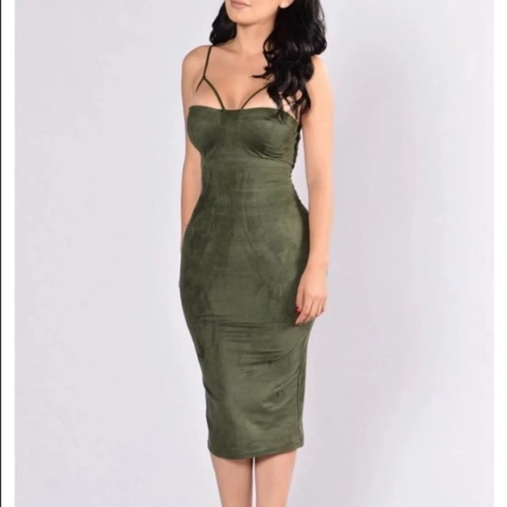 NWT Fashion Nova Olive Suede Dress
